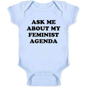 Pop Threads Ask Me About My Feminist Agenda Funny Sarcastic Snarky Female Empowerment Baby Toddler Kids Girl Boy T-Shirt