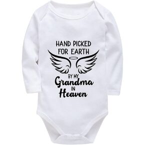 Hand Picked for Earth By My Grandma in Heaven Baby Outfit Long Sleeve Infant Clothes