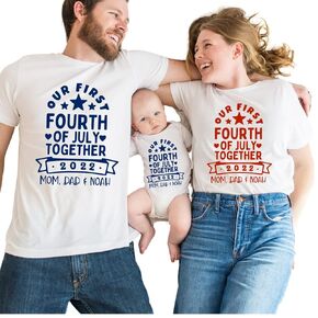 Our first 4th of July Family Matching Outfits, 1st Fourth of July Family Matching Shirts 2022, Baby 1st 4th of July Family Outfit Mom Dad Baby.