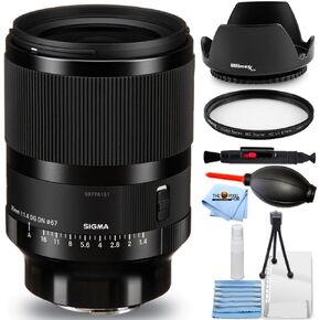 Sigma 35mm f/1.4 DG DN Art Lens for Sony E 303965 Bundle Includes: Tulip Hood Lens, UV Filter, Cleaning Pen, Blower, Microfiber Cloth and Cleaning Kit