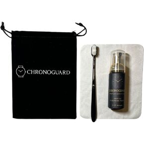 Kronoguard Watch Cleaning Kit-منظف ساعة الرغوة مع فرشاة خشن فائقة النعومة ، وقماش الألياف الدقيقة من الجلد المدبوغ وحقيبة تخزين مخملية-منظف مجوهرات لطيف للساعات الفاخرة والساعات الذكية