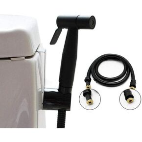 Sprayer Kit Hand Held ShowerTap Spray - Black Stainless SteelThree-Piece Toilet Mate Flusher Spray Gun with Stainless Steel Tube Wall Mounted
