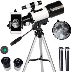Portable Monocular Astronomy Telescope for Beginners and Kids with Adjustable Tripod Smartphone Adapter Moon Filter Travel Outdoor (A+phonemount+Bluetooth)