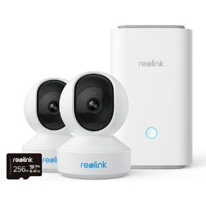REOLINK E1 Pro with Home Hub+256GB microSD Card, 4MP Indoor Plug-in Security Camera Support 2.4/5 GHz WiFi, PT Monitor with Auto Tracking, Person/Pet Detection, Night Vision, Local Storage
