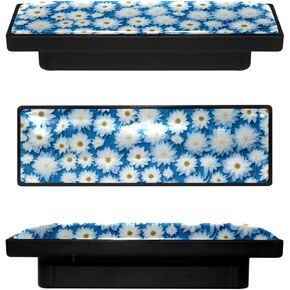 4 Pack 3.6inch Length Black Kitchen Cabinet Knobs Stainless Steel Drawer Knobs Bedroom Dresser Knobs for Men Women Girls, Nursery Knobs, Cute White Daisies, cfxls-001-2