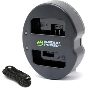 Wasabi Power Dual USB Battery Charger Compatible with Canon LP-E5 and Canon EOS 450D, 500D, 1000D, Kiss F, Kiss X2, Kiss X3, Rebel XS, Rebel XSi, Rebel T1i