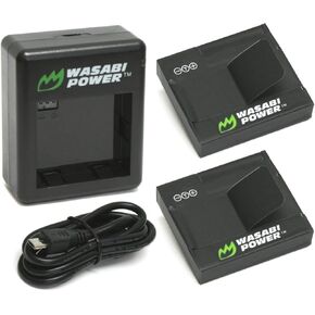 Wasabi Power Battery (2-Pack) and Dual USB Charger for YI Action Camera (International Edition) from Xiaomi, Xiaoyi