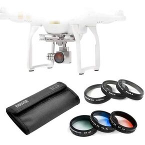 Bower 6 Piece Special Effects Filter Kit & Case for DJI Phantom 3 & 4 Drone Includes: Gradient Gray, Orange & Blue; Star 4, 6 & 8 Plus Lens Cap