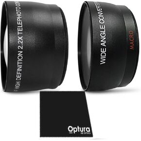 52MM 2.2X Telephoto and 0.43X Wide Angle High Definition w/Macro Portion Lenses for Nikon DSLR D5200 D5100 D5000 D3300 D3200 D3100 D3000 + Premium OPTURA HD Lens Cleaning Cloth