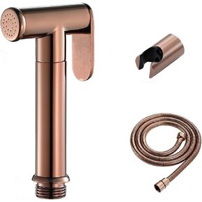 HandheldSprayer Brass Baby Cloth Diaper Sprayer Portable Hand Held ToiletSprayer Head withHose and Bracket, for Feminine Wash, Pet Washing, Easy to Install,Black(Rose Gold)