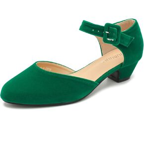 LIURUIJIA Women's Closed Toe Low Heel Dress Shoes Ankle Strap D'Orsay Work Office Comfortable Pumps
