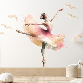 Beautiful Ballet Girl Wall Stickers for Living Room Home Background Wall Decoration Self Adhesive Wall Decals Girls Room Daughter Bedroom Wall Decor Art Wallpaper