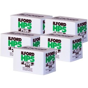 Five Pack of Ilford HP5 Plus 35mm Black & White Negative Film, 36 Exp