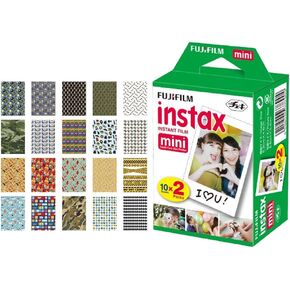 Fujifilm instax Mini Instant Film (20 Exposures) + 20 Sticker Frames for Fuji Instax Prints - Accessory Bundle