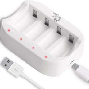 Tinyfish RCR123A Battery Charger-4 Slots Fast Charger-for arlo Batteries |Not for Non-Rechargeable CR123A Cells |for Rechargeable 3.7V Battery Only|Arlo Security Camera (VMC3030/3200/3330/3430/3530)