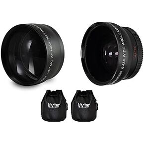 2-Pcs Hi Def Telephoto & Wide Angle Lens Kit for Canon EOS R7 R10 (55 Size)