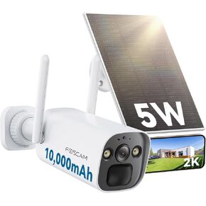 Foscam BP4 2K Solar Security Cameras Wireless Outdoor, WIFI Cameras for Home Security 20X Zoom, PIR Human Detection, 2-way Audio 33ft Color Night Vision IP66, 10,000mAh Battery, Work with Alexa Google