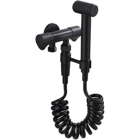 HandheldSprayer for Toilet Black Brass Baby Cloth Diaper Sprayer Portable Hand Held ToiletSprayer Head withHose and Bracket, for Feminine Wash, Pet Washing
