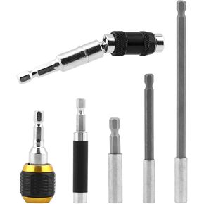 Tookie 6pcs Drill Bit Holder Extension, Flexible Pivoting Magnetic Bit Holder Set, Impact Driver Bar Drill Screwdriver Release Rotary Extender, with 1/4" Hex Shank, for Tight Space Corner