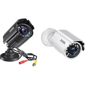 ZOSI 2.0MP 1080P HD Security Camera, 1920TVL Hybrid 4-in-1 (TVI/CVI/AHD/CVBS) Bullet Camera, 80ft Night Vision, Weatherproof IP66 Metal Housing, Indoor Outdoor Use (White/Black).