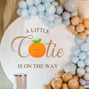 A Little Cutie is On The Way Decal，Orange Baby Shower Decor,A Little Cutie is On The Way Party Decal Sign，for Balloon Arch Orange Themed Baby Shower Party Supplies.