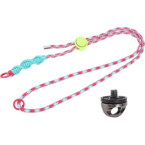 Action Camera Hanging Lanyard for ONE X3 X4 for POCKET 3, Anti Loss Rope with Adjustable Nylon Shoulder Strap, 1/4 Inch Screw (Black Rope Black Knot)