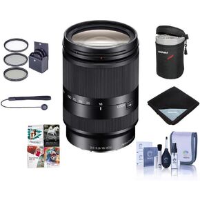 Sony E 18-200mm f/3.5-6.3 OSS LE Lens for Sony E, Bundle with ProOptic 62mm Filter Kit, Soft Lens Case, Lens Wrap, Cleaning Kit, Lens Cap Tether, PC Software Kit