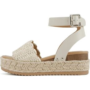 Soda Nico ~ Women Open Toe Single Raffia Band Espadrille Wedge Sandals