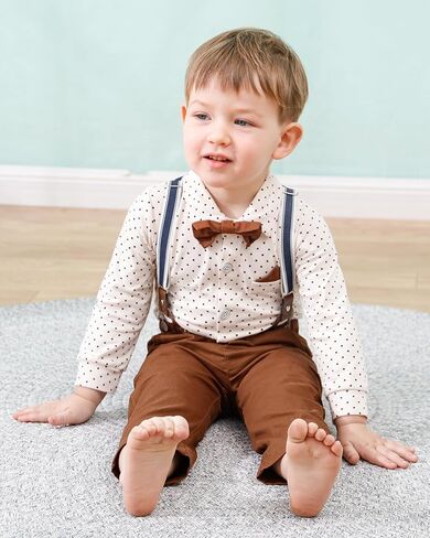Toddler Baby Boy Gentleman Suits 4PCS Shirt+Vest+Bow Tie+Pants Baby Boy Sets for 3-24M in Kuwait
