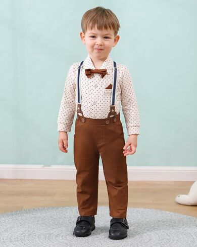 Toddler Baby Boy Gentleman Suits 4PCS Shirt+Vest+Bow Tie+Pants Baby Boy Sets for 3-24M in Kuwait