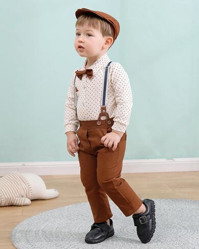 Toddler Baby Boy Gentleman Suits 4PCS Shirt+Vest+Bow Tie+Pants Baby Boy Sets for 3-24M in Kuwait