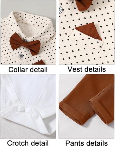 Toddler Baby Boy Gentleman Suits 4PCS Shirt+Vest+Bow Tie+Pants Baby Boy Sets for 3-24M in Kuwait