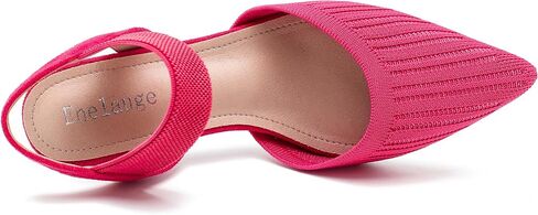 Enelauge Women's Closed Toe Low Kitten Heels Knit Pumps Elastic Ankle Strap Sandals Slingback Pointed Toe Wedding Prom Dress Shoes in Kuwait