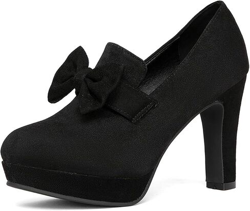 Jeesay Women's Bow Chunky Heels Mary Jane Pumps Closed Toe Platform High Heel Sandals Dress Shoes in Saudi Arabia