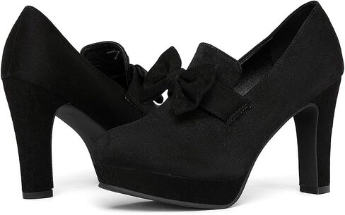 Jeesay Women's Bow Chunky Heels Mary Jane Pumps Closed Toe Platform High Heel Sandals Dress Shoes in Saudi Arabia
