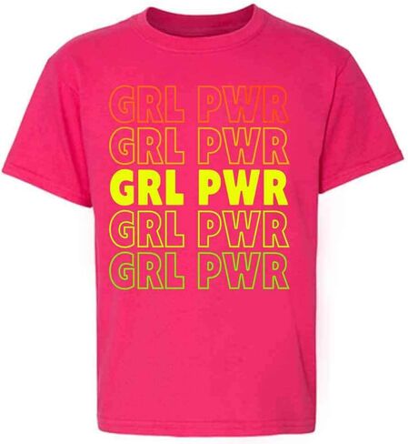 Pop Threads GRL Pwr Girl Power Retro Repeating Feminist Baby Toddler Kids Girl Boy T-Shirt in Saudi Arabia