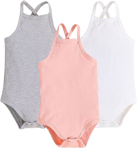 Happy Cherry Baby Unisex Bodysuit Sleeveless Summer Baby Clothes with Spaghetti Straps Super Soft Tank Romper in Saudi Arabia