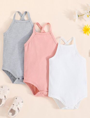 Happy Cherry Baby Unisex Bodysuit Sleeveless Summer Baby Clothes with Spaghetti Straps Super Soft Tank Romper in Saudi Arabia