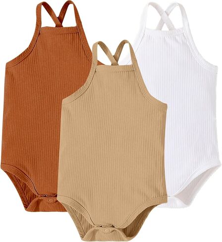 Happy Cherry Baby Unisex Bodysuit Sleeveless Summer Baby Clothes with Spaghetti Straps Super Soft Tank Romper in Saudi Arabia
