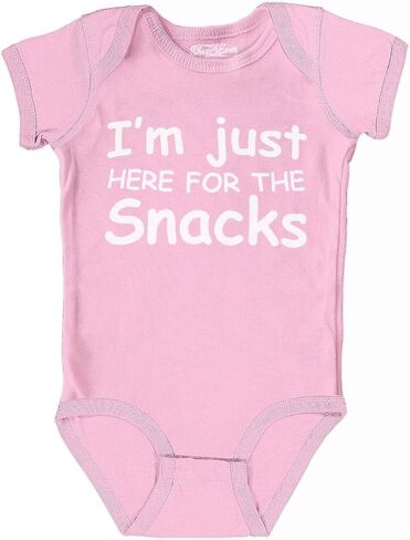 shop4ever® I'm Just Here for The Snacks Baby Bodysuit Cotton Romper in Saudi Arabia