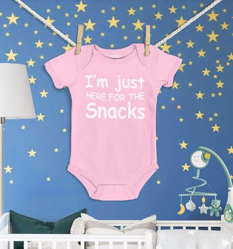 shop4ever® I'm Just Here for The Snacks Baby Bodysuit Cotton Romper in Saudi Arabia