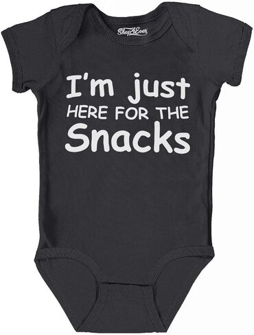 shop4ever® I'm Just Here for The Snacks Baby Bodysuit Cotton Romper in Saudi Arabia