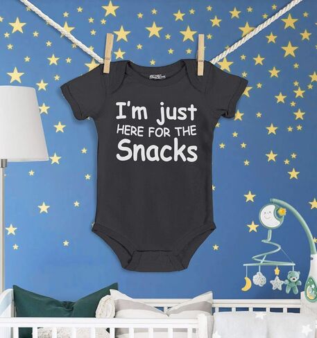 shop4ever® I'm Just Here for The Snacks Baby Bodysuit Cotton Romper in Saudi Arabia