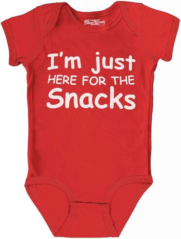 shop4ever® I'm Just Here for The Snacks Baby Bodysuit Cotton Romper in Saudi Arabia