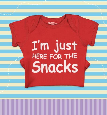 shop4ever® I'm Just Here for The Snacks Baby Bodysuit Cotton Romper in Saudi Arabia
