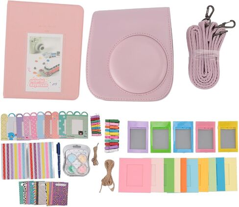 ciciglow Accessories Kit for Fujifilm Mini 12 Instant Camera, (Custom Case with Strap + Assorted Frames + Photo Album + 60 Colorful Sticker Frames (Light) in Kuwait