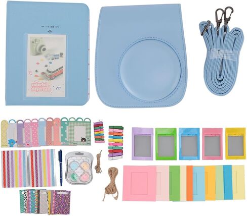 KICIGLOW Accessories Kit for Fujifilm Mini 12 Camera Instant ، (علبة مخصصة مع حزام + إطارات متنوعة + ألبوم صور + 60 إطارات ملصق ملونة (الضوء) in Kuwait
