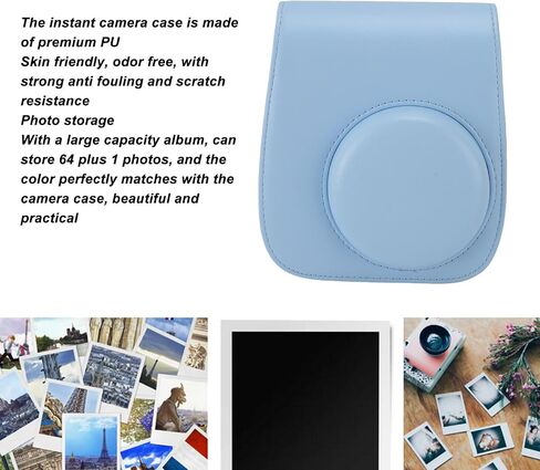 KICIGLOW Accessories Kit for Fujifilm Mini 12 Camera Instant ، (علبة مخصصة مع حزام + إطارات متنوعة + ألبوم صور + 60 إطارات ملصق ملونة (الضوء) in Kuwait