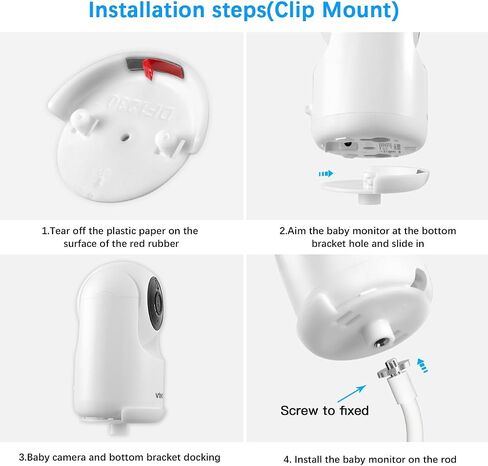 مثبتة كاميرا Holaca متوافقة مع كاميرا Vetch Max Max Baby Monitor وغيرها من كاميرات ثقب متتالية 1/4 لعمود حضانة سرير (أبيض) (المشبك) in Kuwait