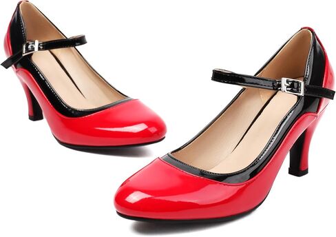 Elerhythm Women's Mary Jane Vintage Two Tone Ankle Strap Close Toe 1920s Gatsby Heels Retro 1950s Victorian Pumps Shoes in Kuwait